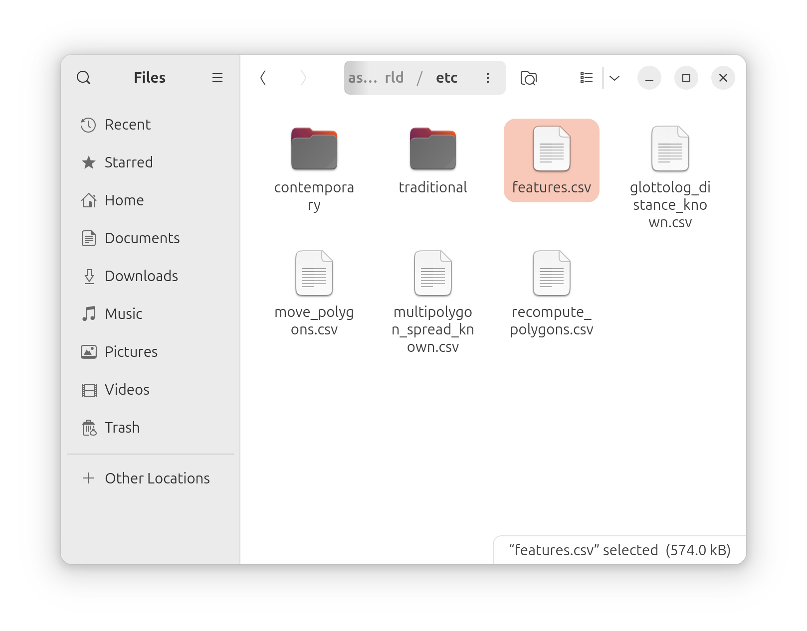 The features.csv file in the etc folder.