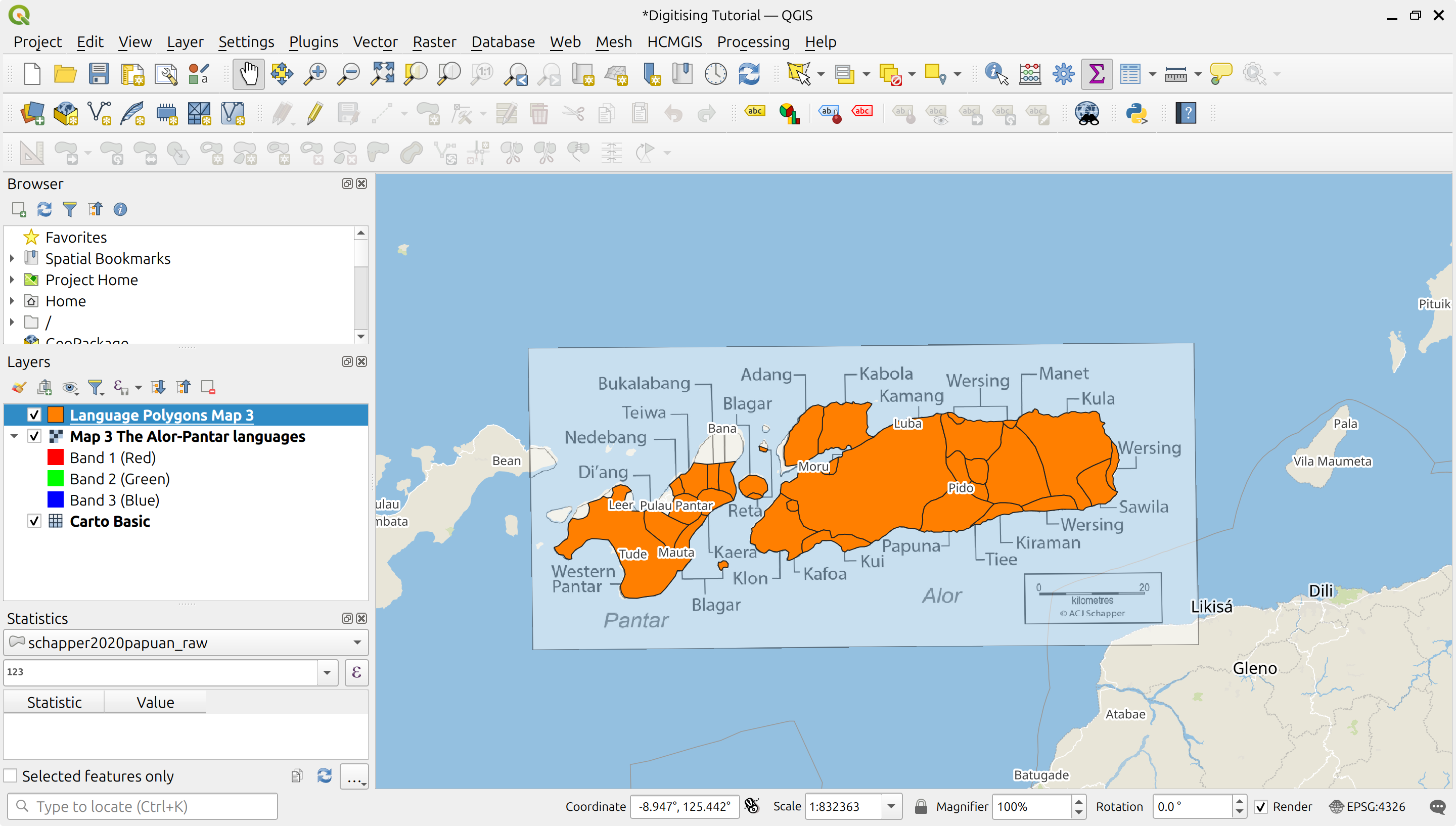 Digitised language map