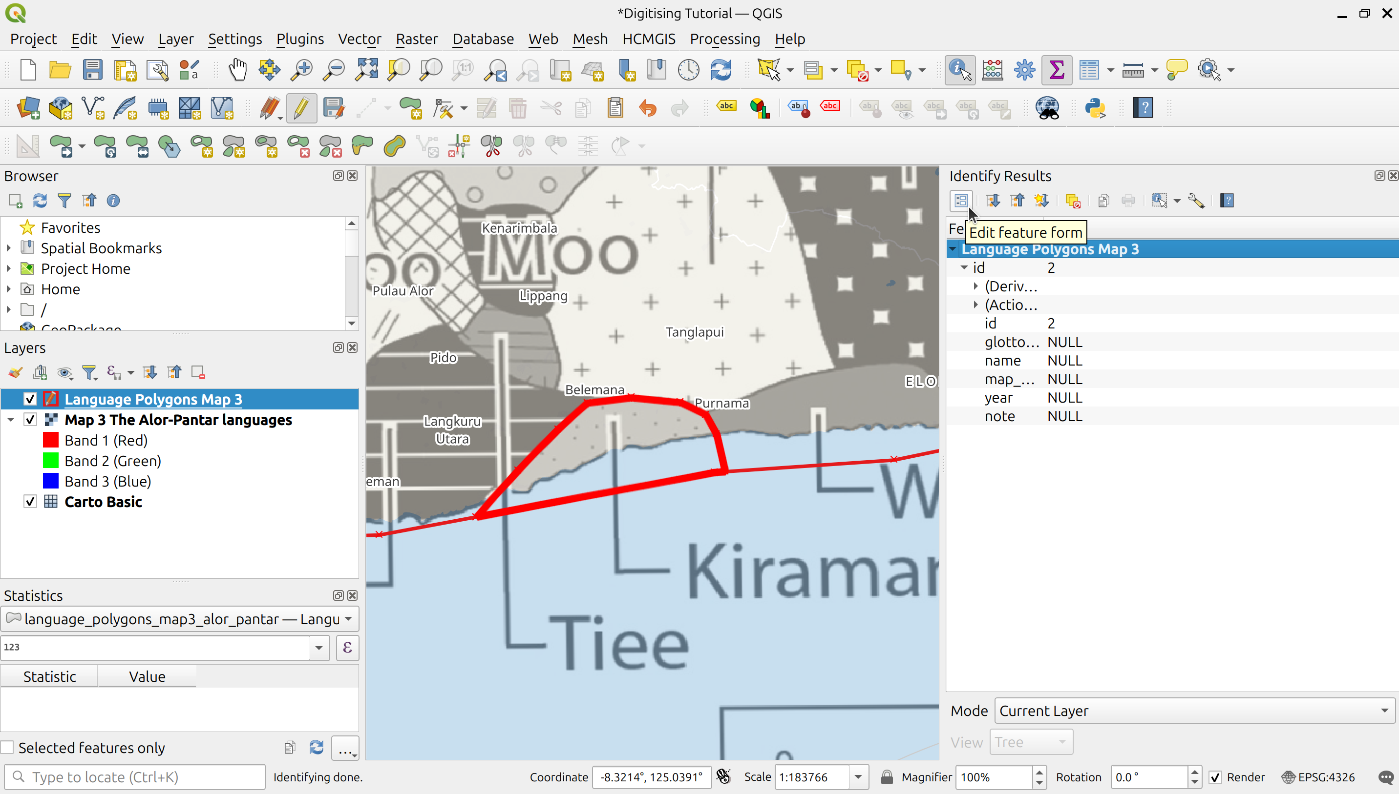 Activate the edit feature form