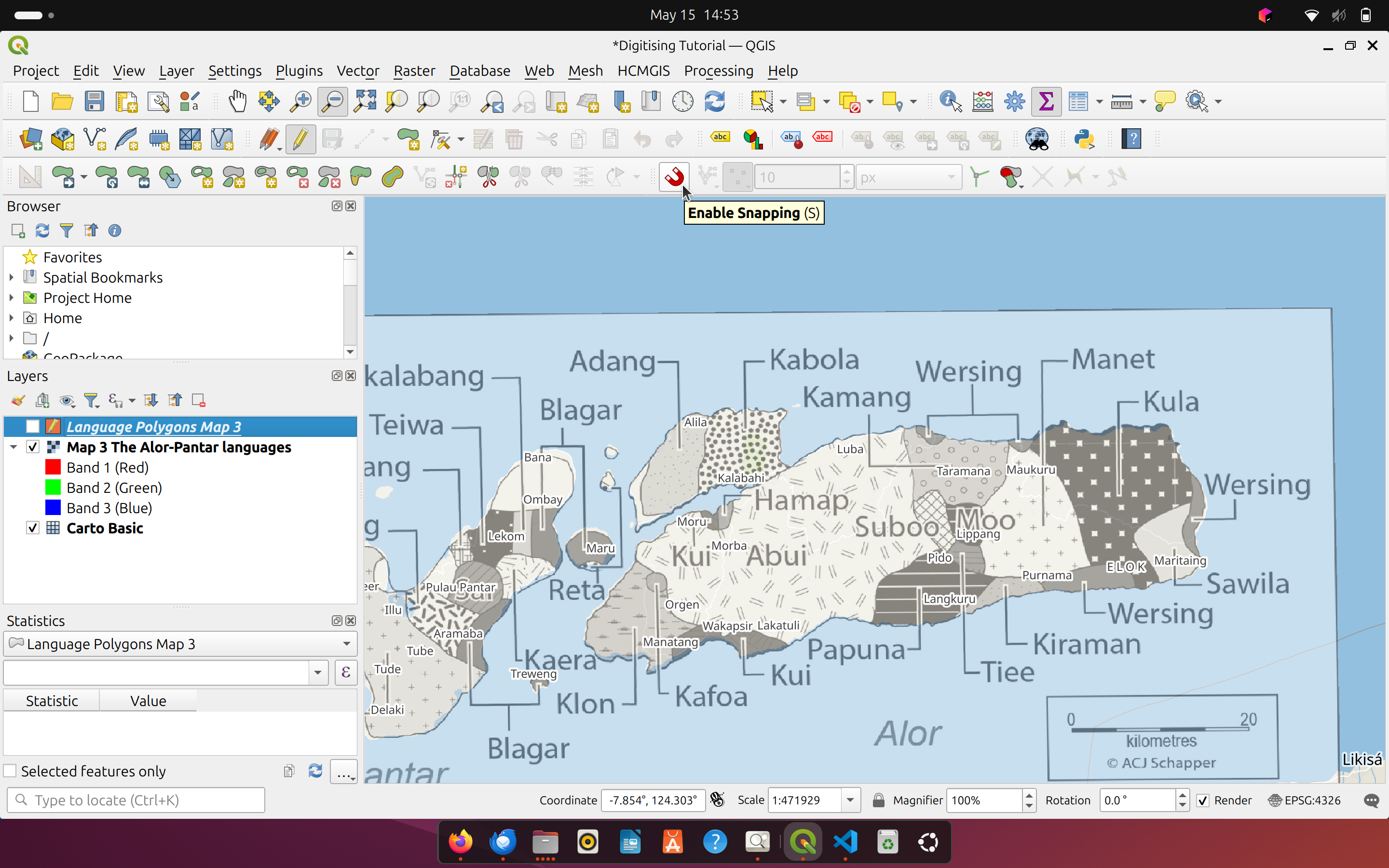 Snapping toolbar in QGIS