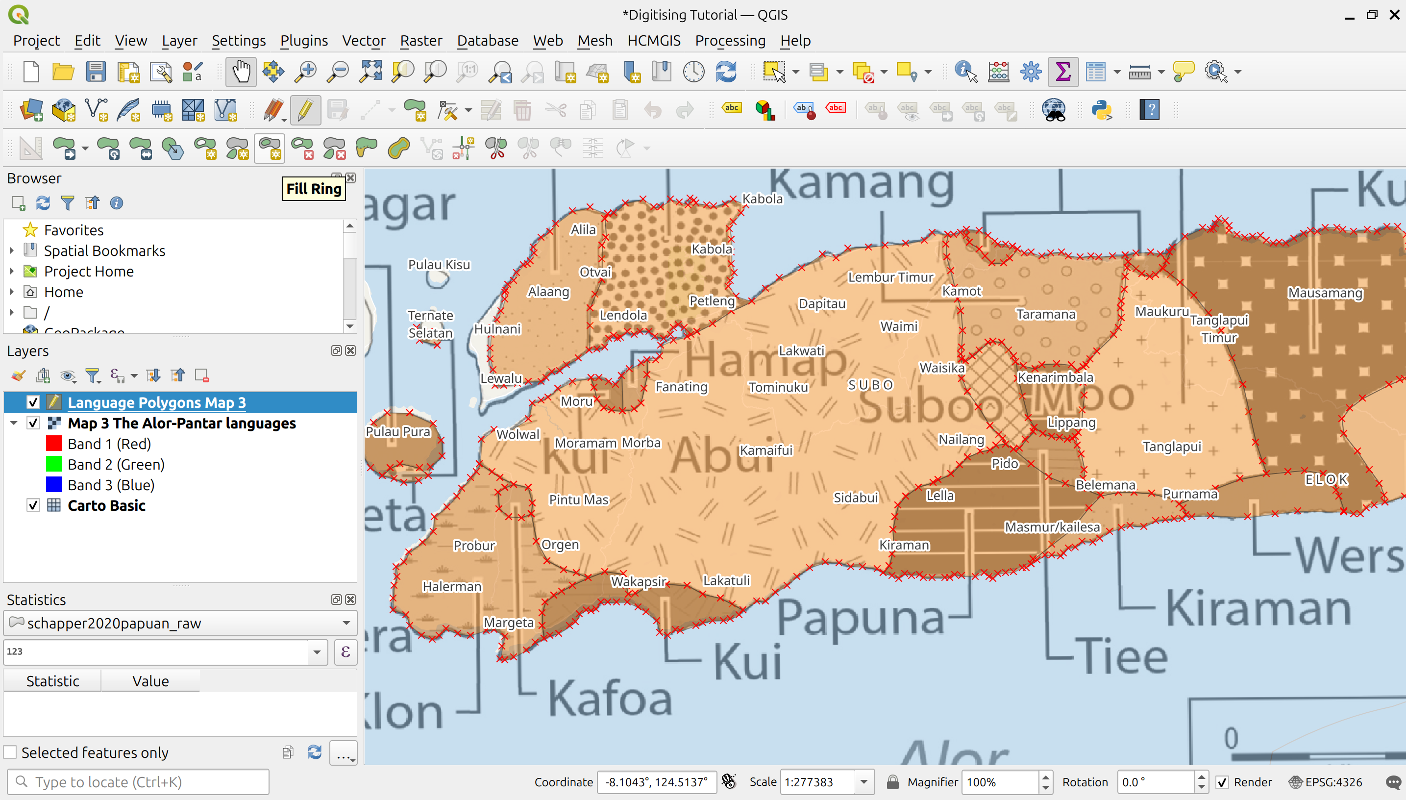 Activate the fill ring tool