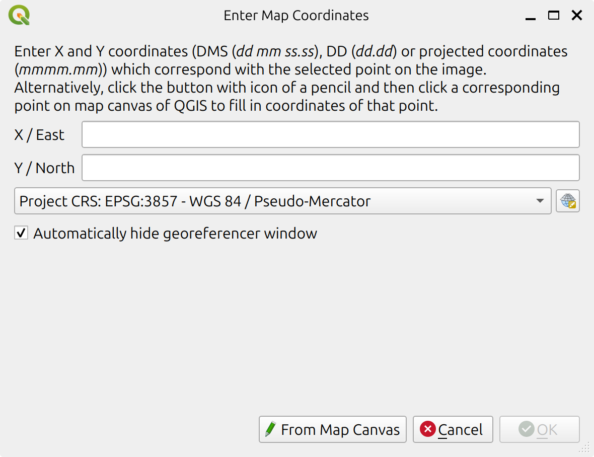 Enter Map Coordinates