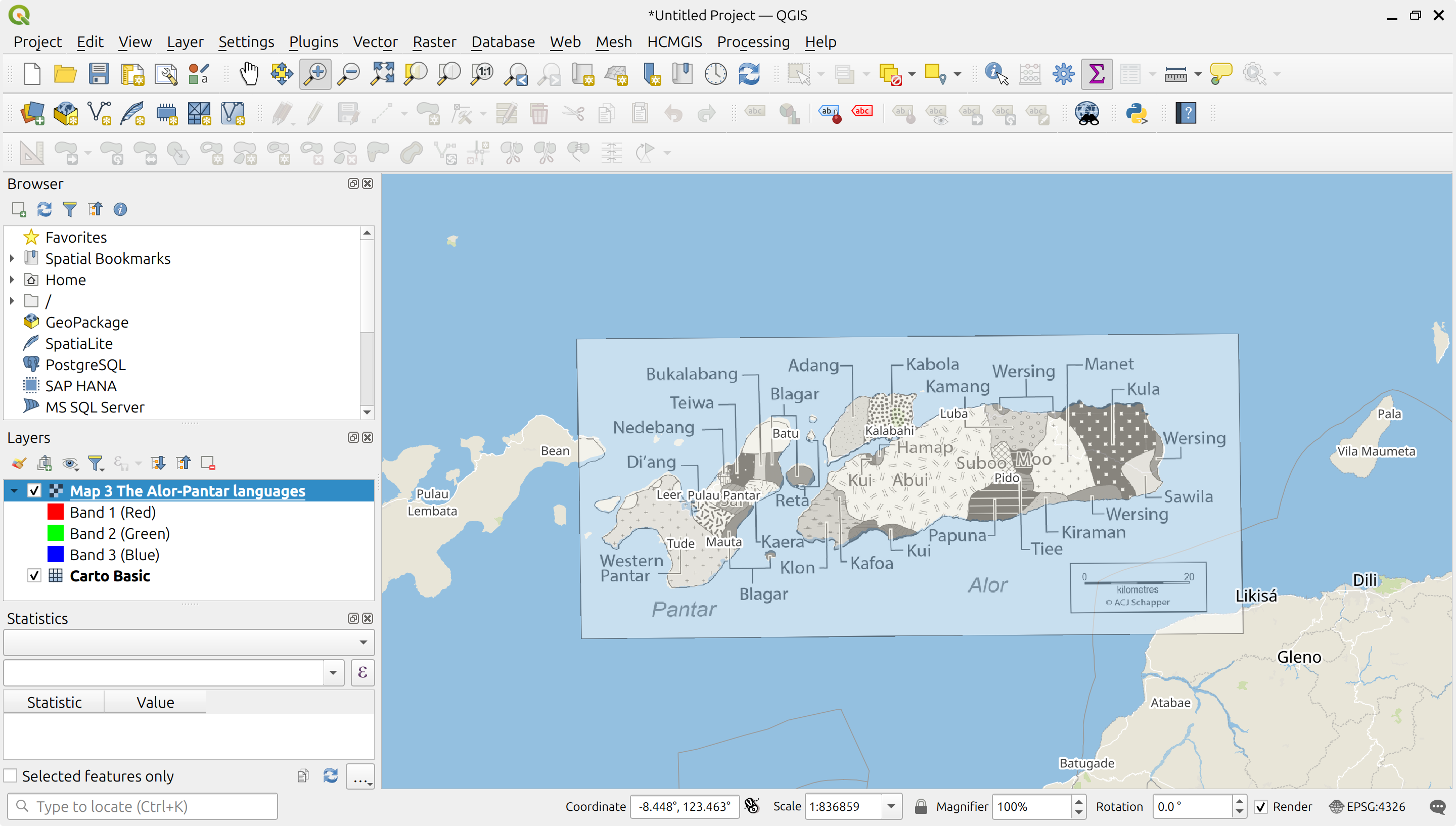 The georeferenced map