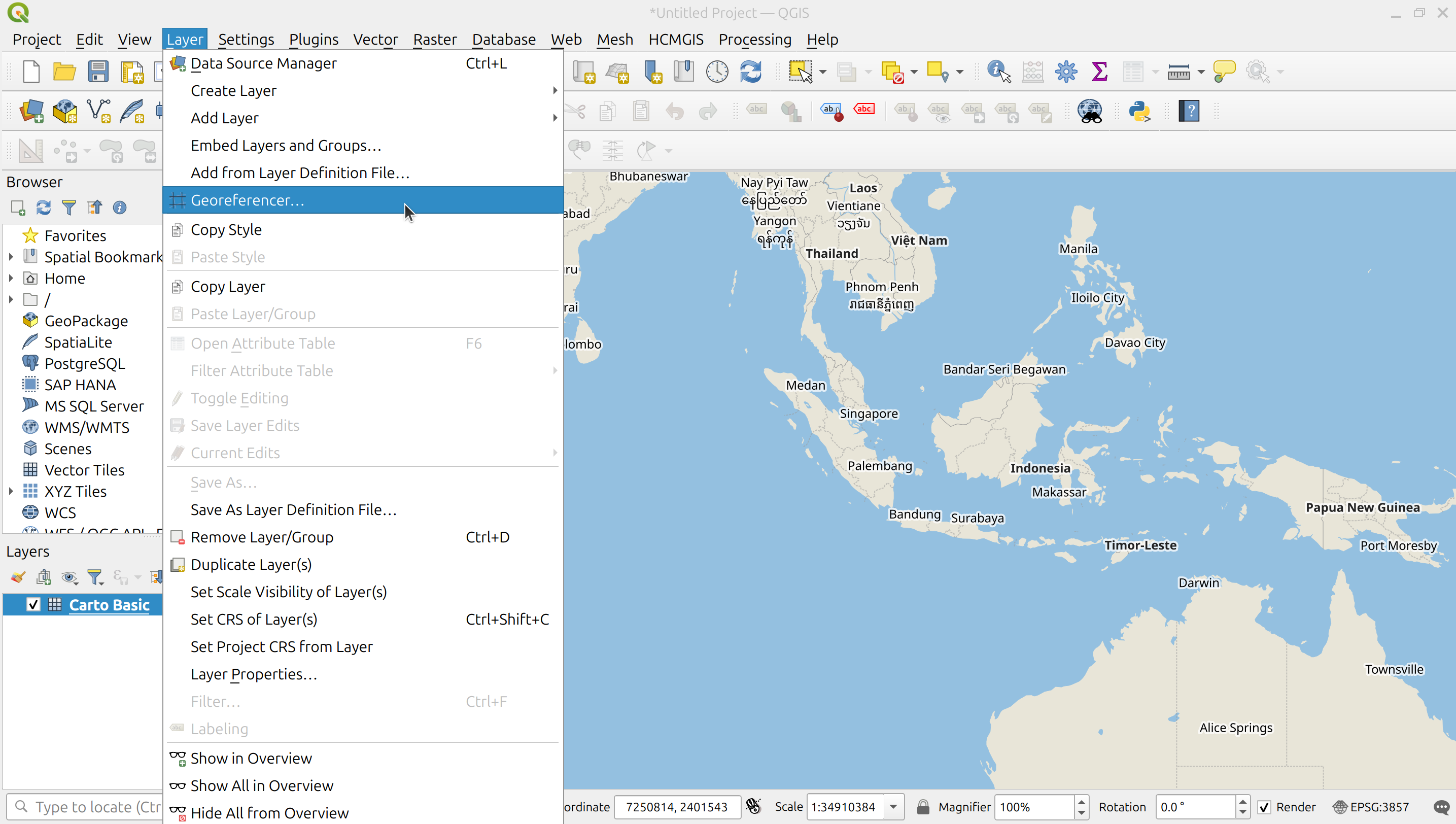 Open the Georeferencer plugin