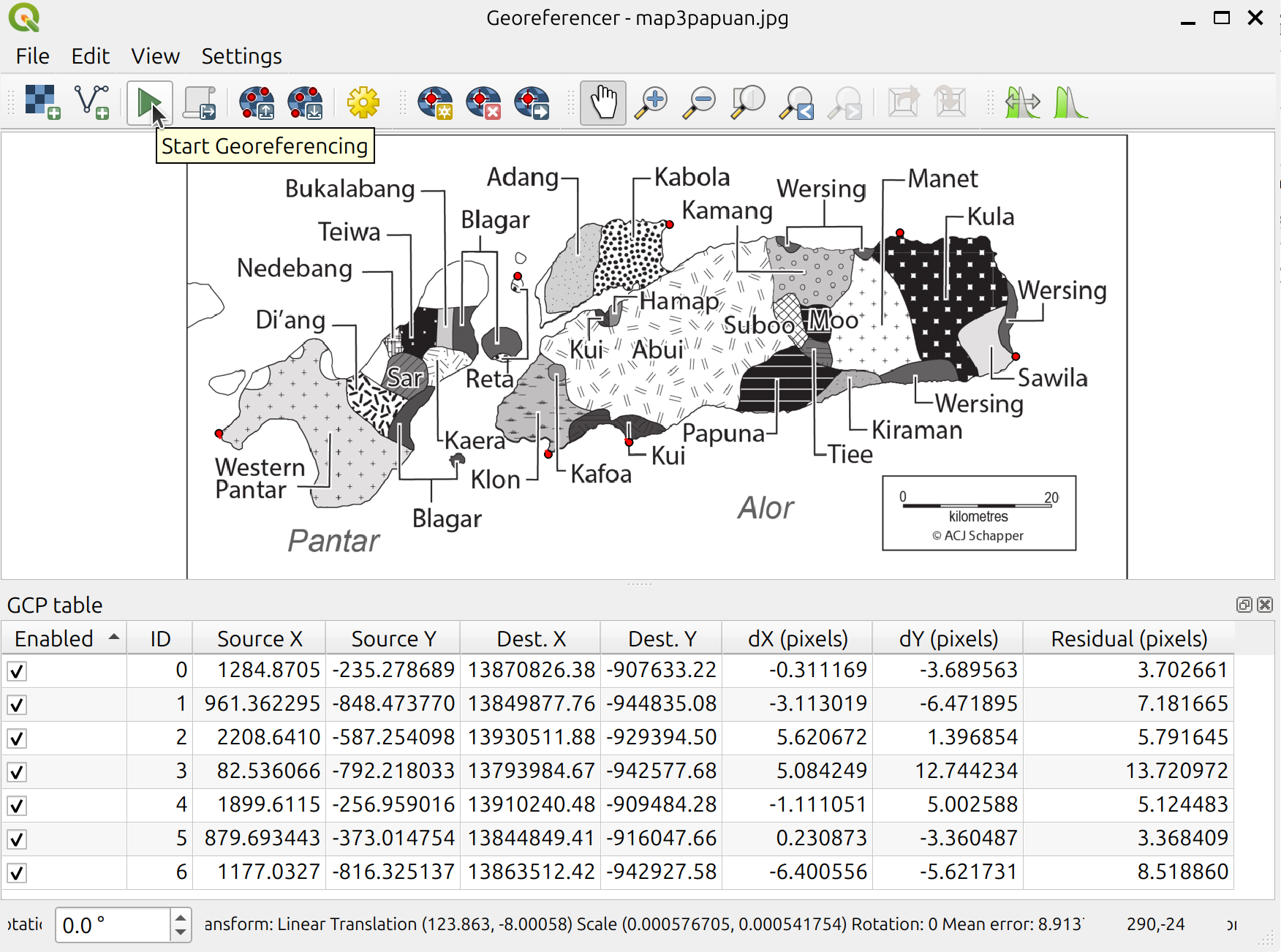 Start georeferencing