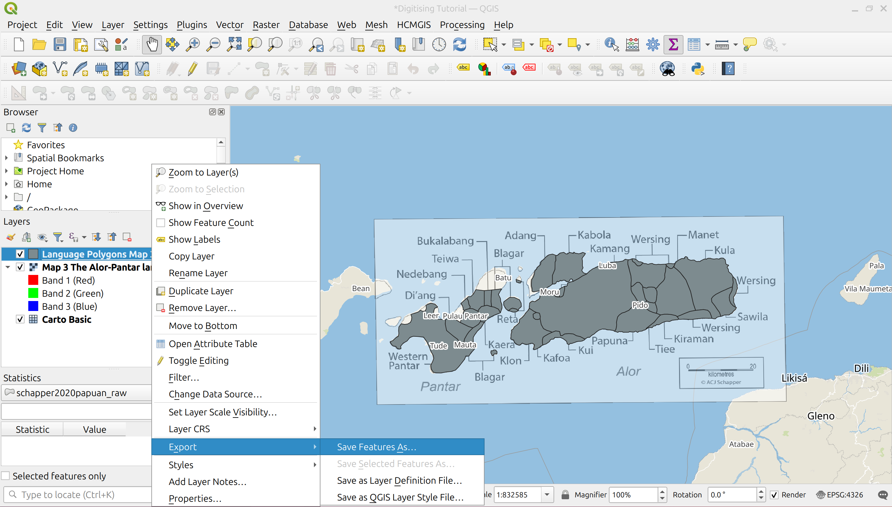 Export the attribute data.